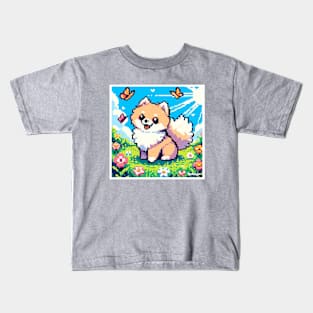 Pixel Pomeranian Art Kids T-Shirt